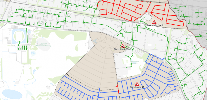 Kort over nuværende og kommende gravearbejder i Skovlunde