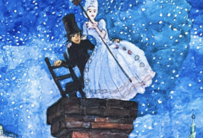 Tegning af soldaten og balletdanserinden i eventyret fyrtøjet