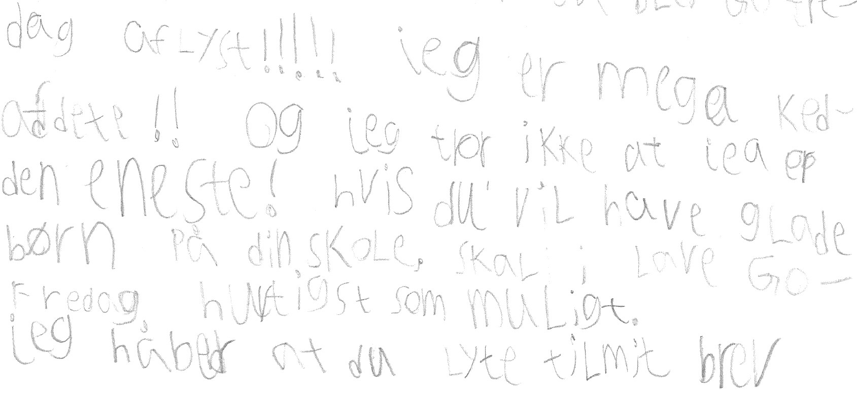Billede af håndskrevet brev fra elev